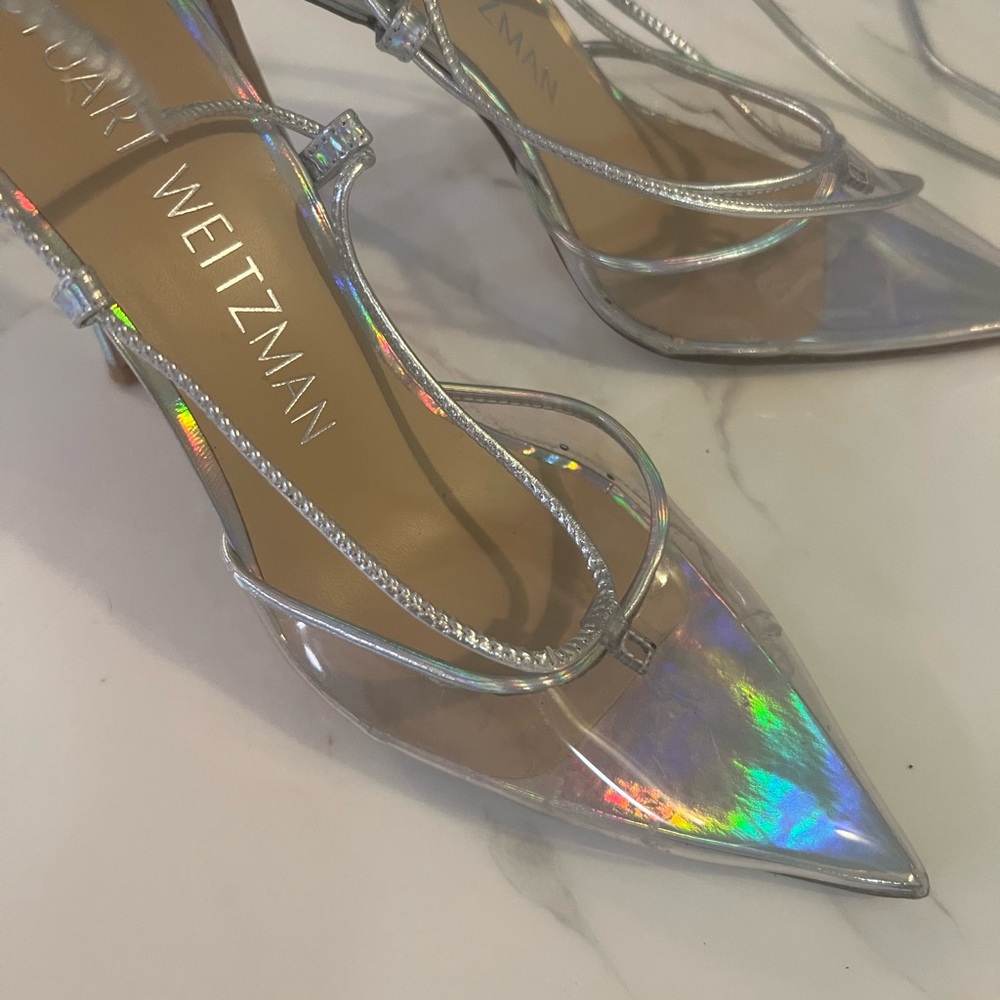 Stuart Weitzman Silver/clear stiletto 👠 heels - Picture 7 of 9